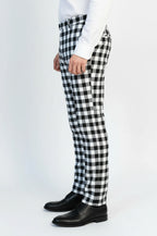 Slim Fit Checked Black Men Pants - Wessi