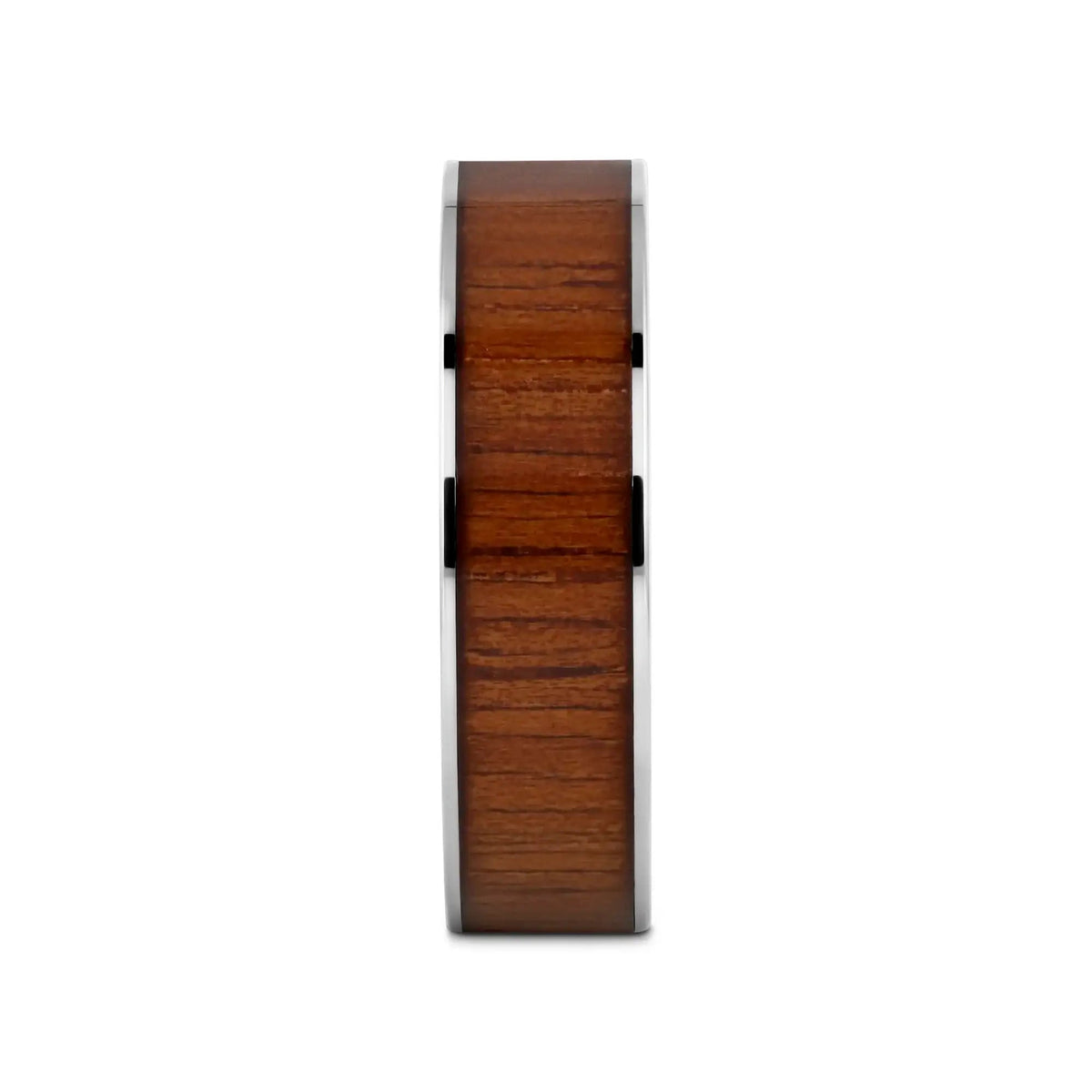 KALANI Flat Tungsten Carbide Wedding Band with Rare Koa Wood Inlay and Polished Edges - 6mm - 10mm