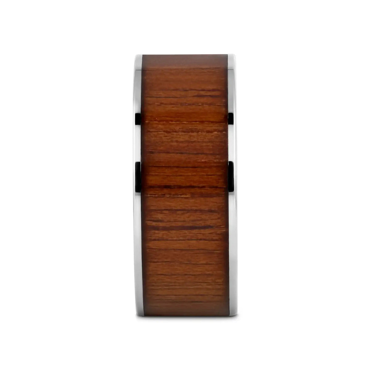 KALANI Flat Tungsten Carbide Wedding Band with Rare Koa Wood Inlay and Polished Edges - 6mm - 10mm