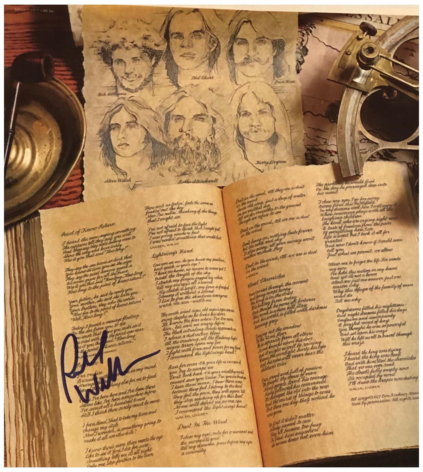 Kansas Richard Wiliams Signed Vinyl Album Lp Insert
