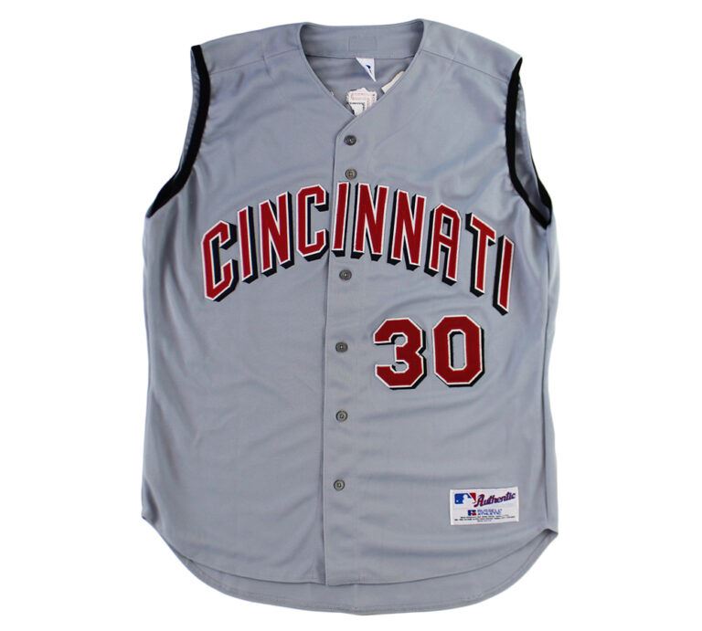 Ken Griffey Jr. Cincinnati Reds #30 Authentic Russell Athletic Grey Jersey Size 48