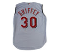 Ken Griffey Jr. Cincinnati Reds #30 Authentic Russell Athletic Grey Jersey Size 48