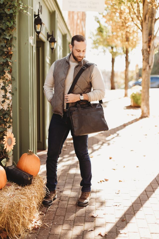 Normandy Men's Briefcase | Black Leather