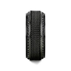 KNIGHT Steel Chain Black Titanium Wedding Ring Polished Beveled Edges Set with Round Black Diamonds - 10mm