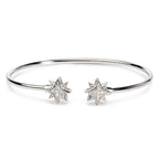 .925 Sterling Silver Diamond Accent Star Flexy Open Bangle Bracelet