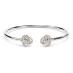 .925 Sterling Silver Diamond Accent Love Knot Flexy Open Bangle Bracelet