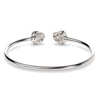 .925 Sterling Silver Diamond Accent Love Knot Flexy Open Bangle Bracelet