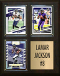 Lamar Jackson 3 Card Plaque Donruss Fleer Topps 2023 2024 Baltimore Ravens
