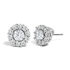 10K White Gold 1 1/2 Cttw Lab Grown Diamond Halo Stud Earrings