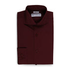Leo Mens Burgundy Slim Fit Cotton Dress Shirt
