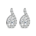 14K White Gold 5/8 Cttw Lab Grown Diamond Tear Drop Halo Stud Earring