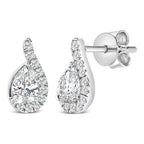 14K White Gold 5/8 Cttw Lab Grown Diamond Tear Drop Halo Stud Earring