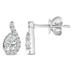 14K White Gold 5/8 Cttw Lab Grown Diamond Tear Drop Halo Stud Earring