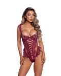 Sweet Temptation Wine Eyelash Lace Balconette Teddy with Underwire