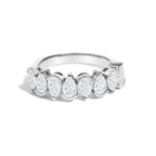14K White Gold 1 2/3 Cttw Lab Grown Pear Diamond Band Ring Bezel Setting