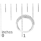 14K White Gold 7/8 Cttw Lab Grown Baguette Weave Design Band Ring