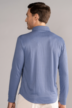 Long Sleeve Button Down Polo Dot // Blue Puppytooth