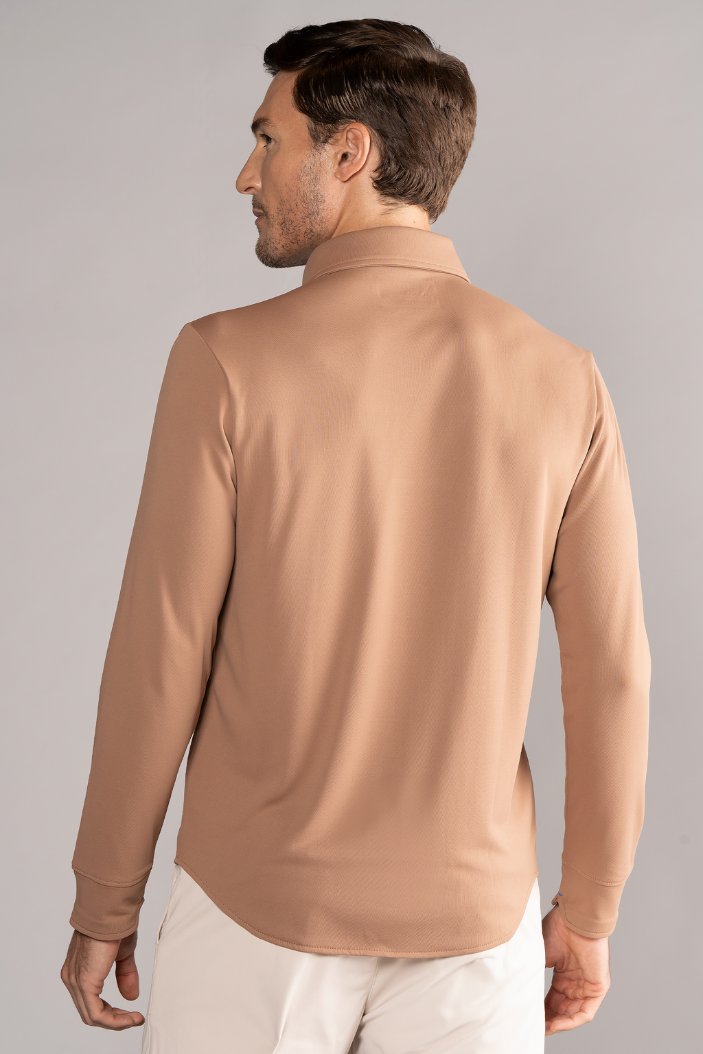 Long Sleeve Button Down Polo Solid // Clay