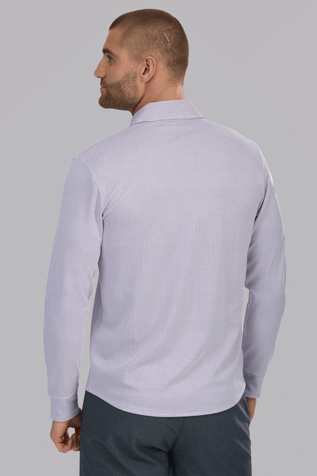 Long Sleeve Button Down Polo Dot // Orange Blue
