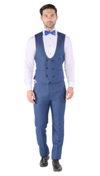 Luna 3pc Slim Fit Indigo Blue Peak Lapel Tuxedo