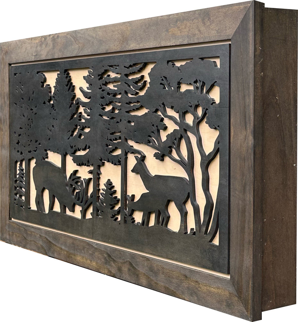 Deer in Woods Large Hidden Gun Concealment Storage with Secure Lock