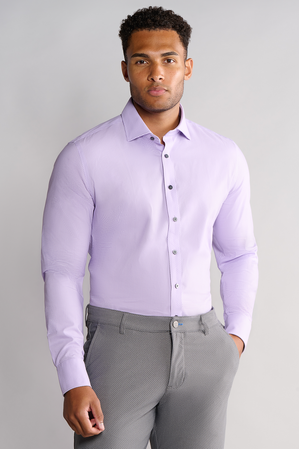Leader Non-Iron Check // Lavender