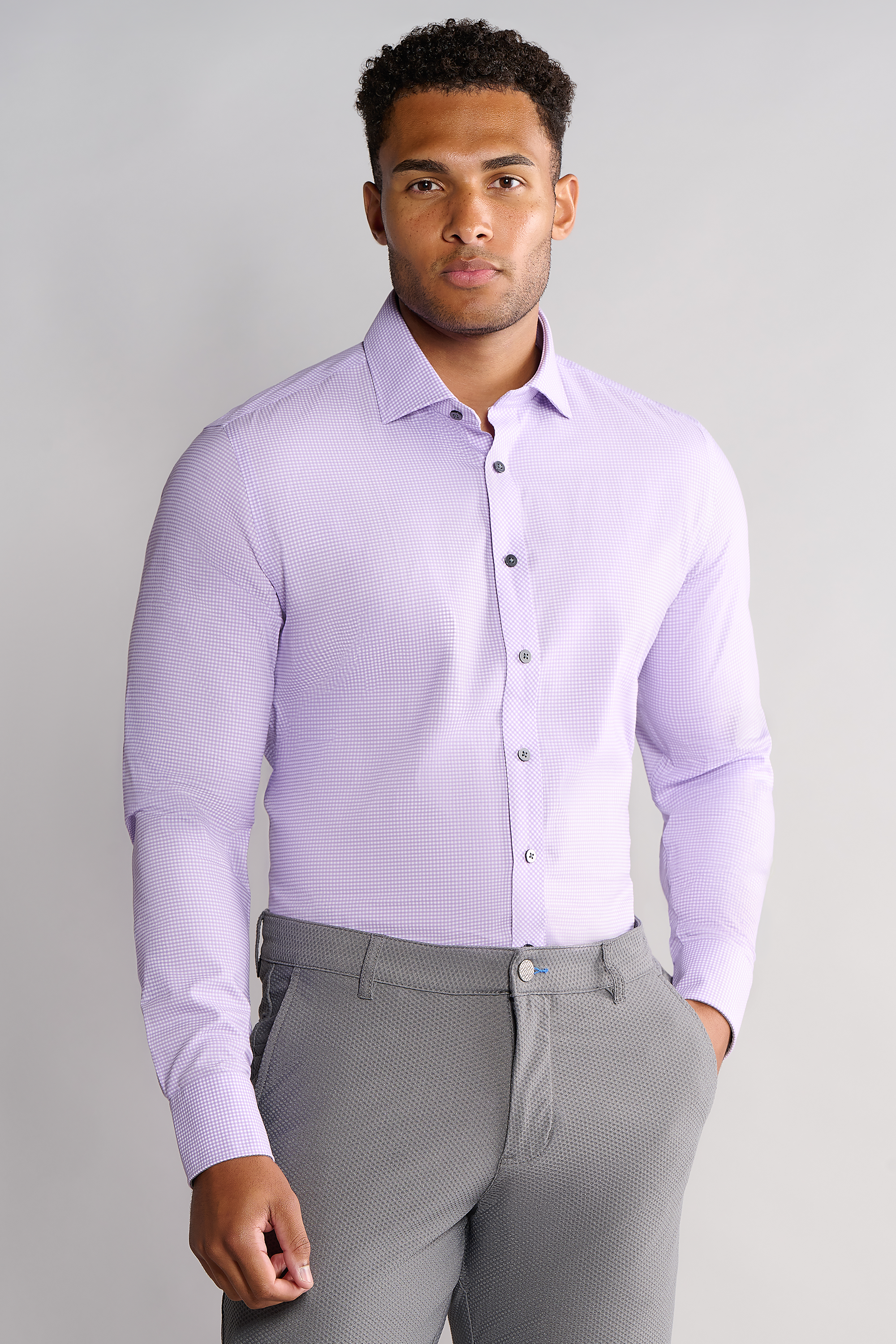 Leader Non-Iron Check // Lavender