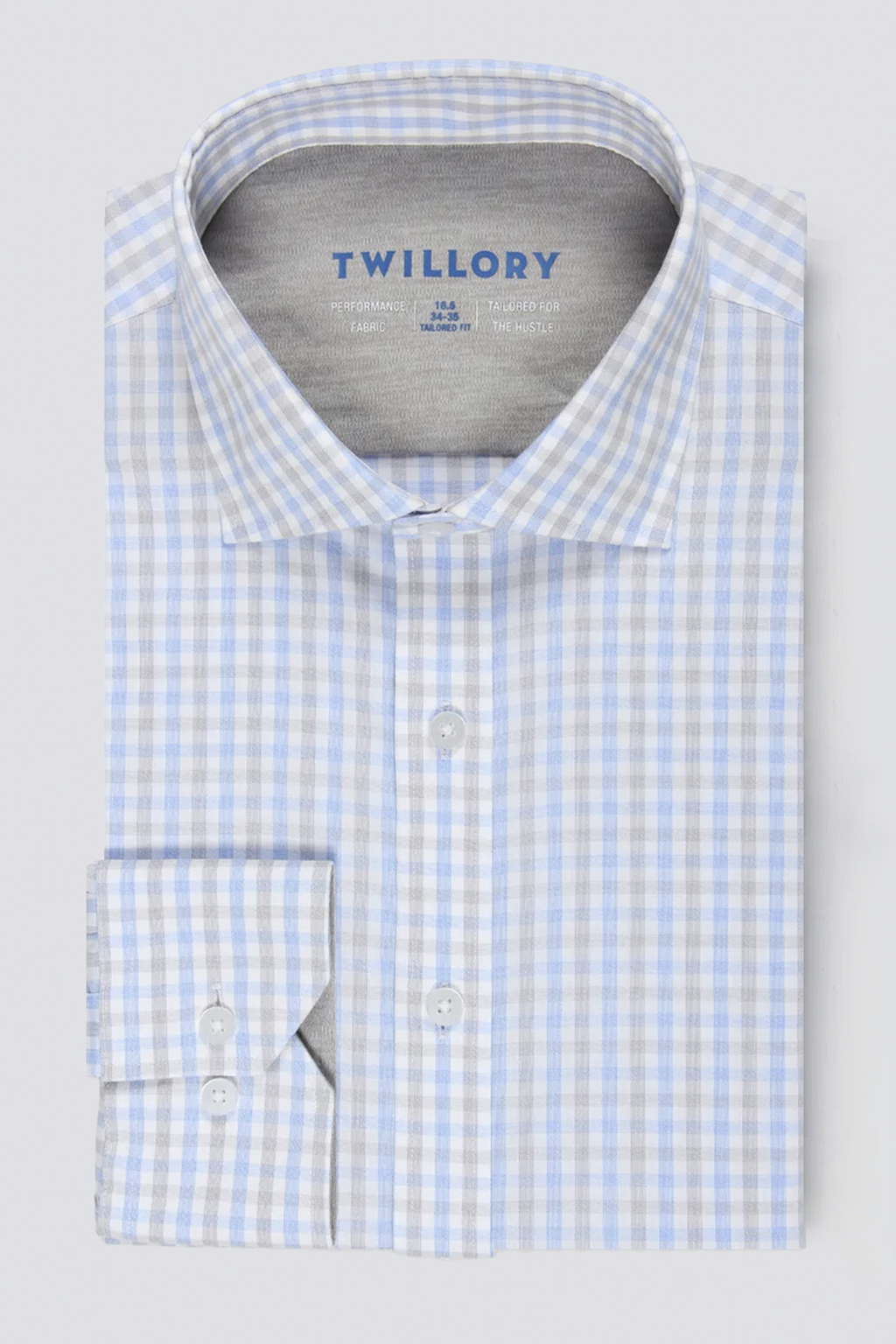 Leader Non-Iron Check // Grey Blue Tattersall