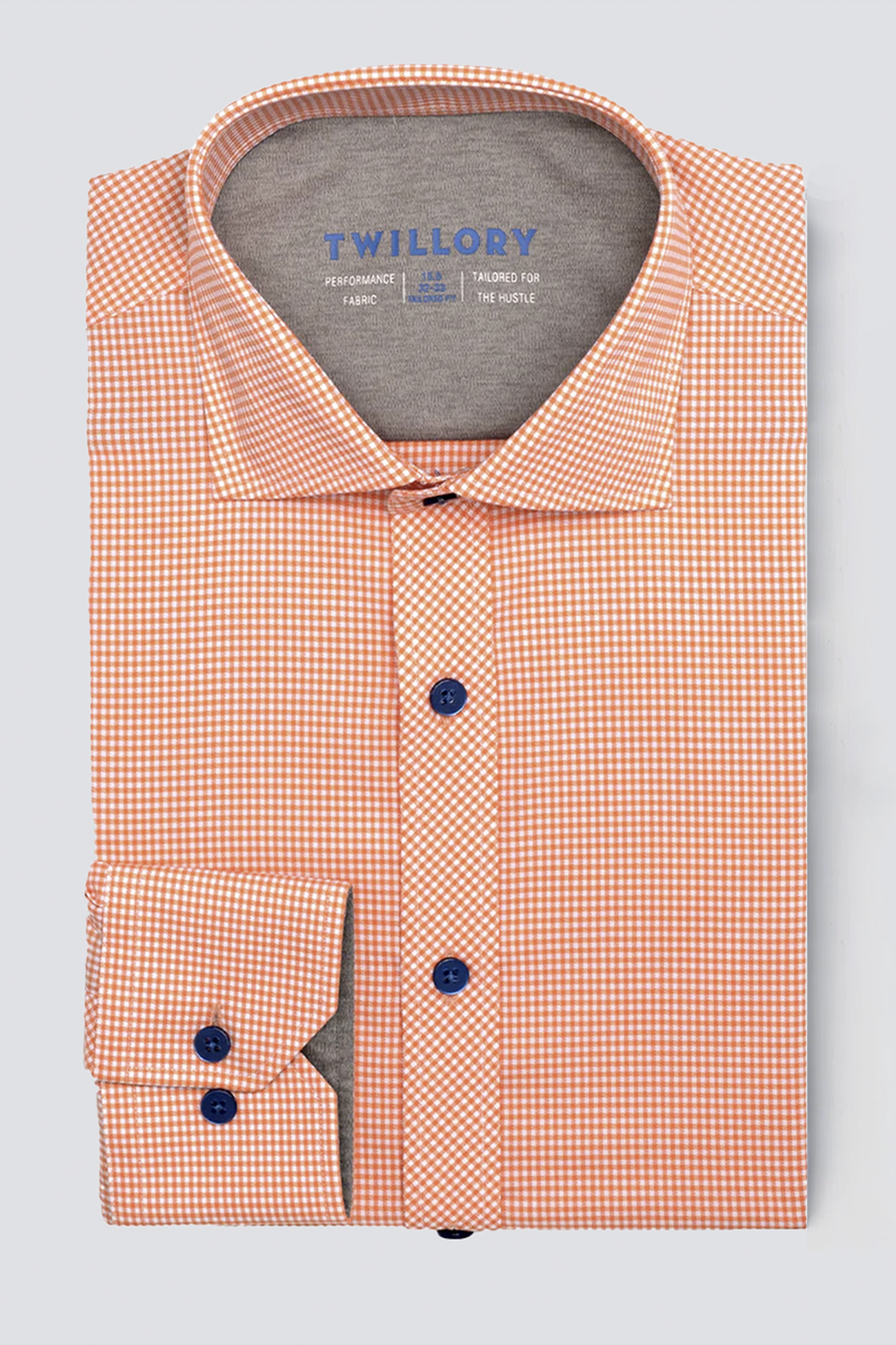 Leader Non-Iron Check // Orange