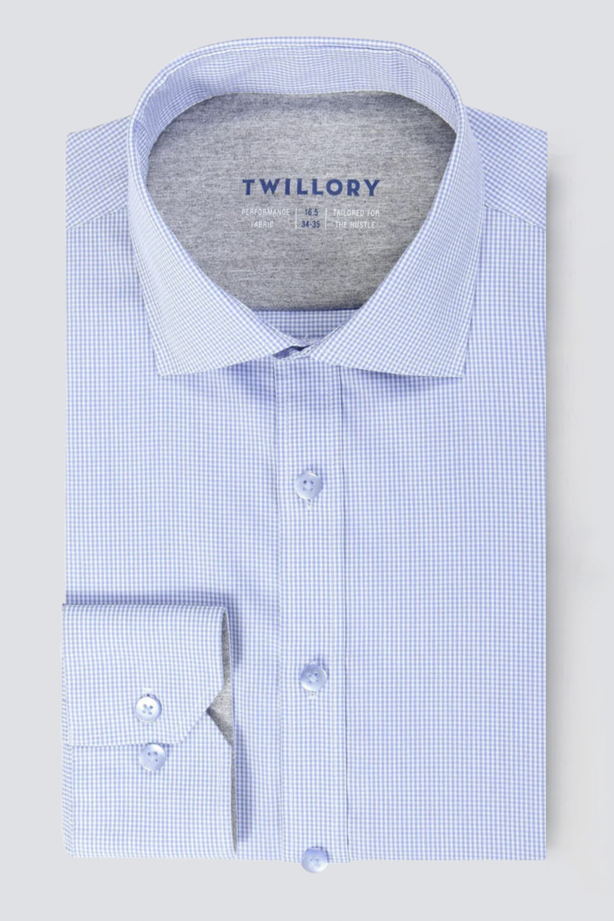 Leader Non-Iron Houndstooth // Micro Blue