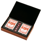 Leatherette 2 Card Deck Set, Caramel 5" X 7.75"