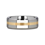 LEGIONAIRE Gold Inlaid Beveled Tungsten Ring - 6mm & 8mm