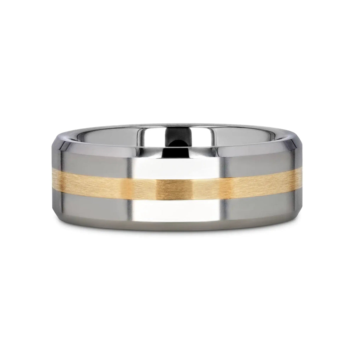 LEGIONAIRE Gold Inlaid Beveled Tungsten Ring - 6mm & 8mm