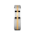LEGIONAIRE Gold Inlaid Beveled Tungsten Ring - 6mm & 8mm