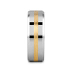 LEGIONAIRE Gold Inlaid Beveled Tungsten Ring - 6mm & 8mm