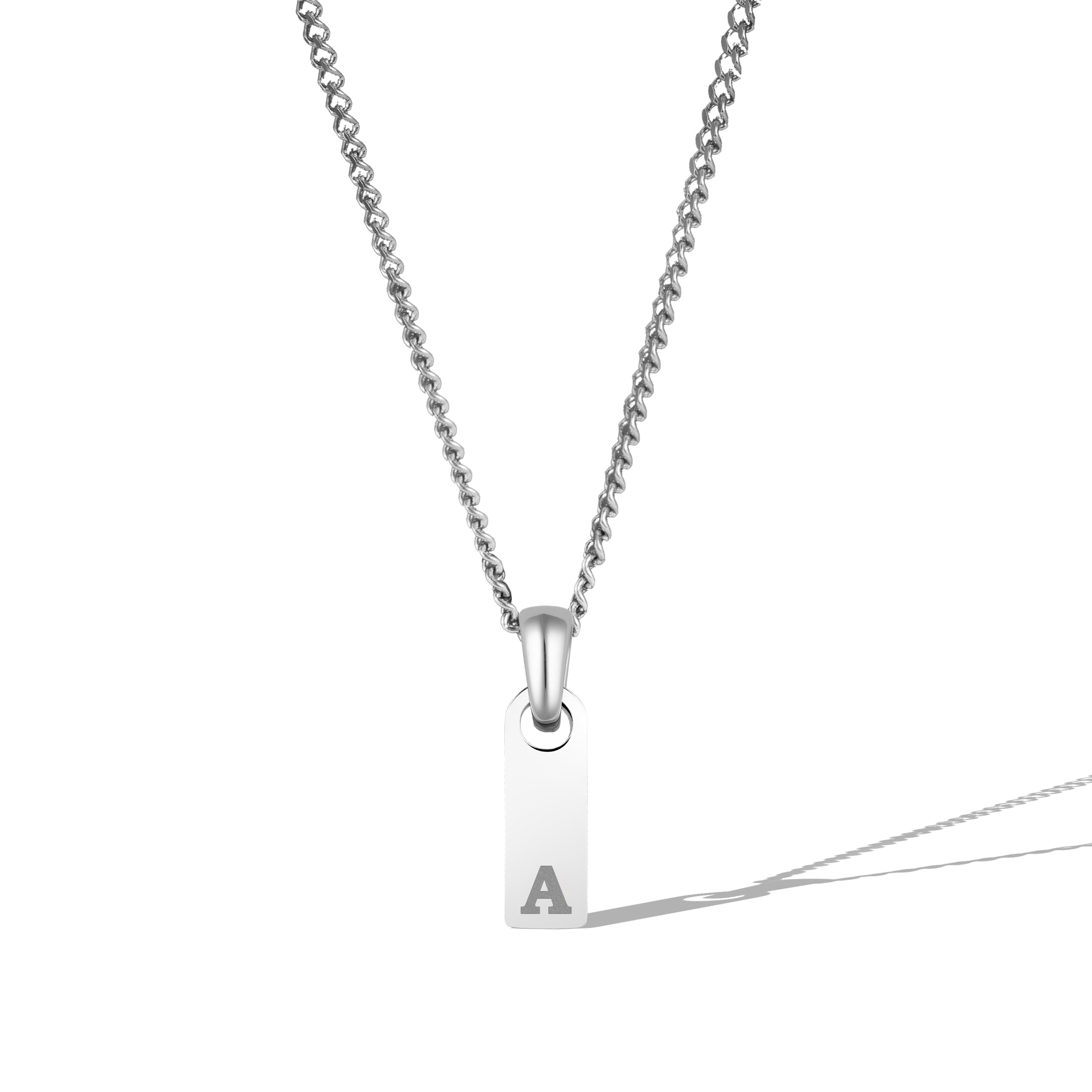 Initial Tag Necklace - Silver