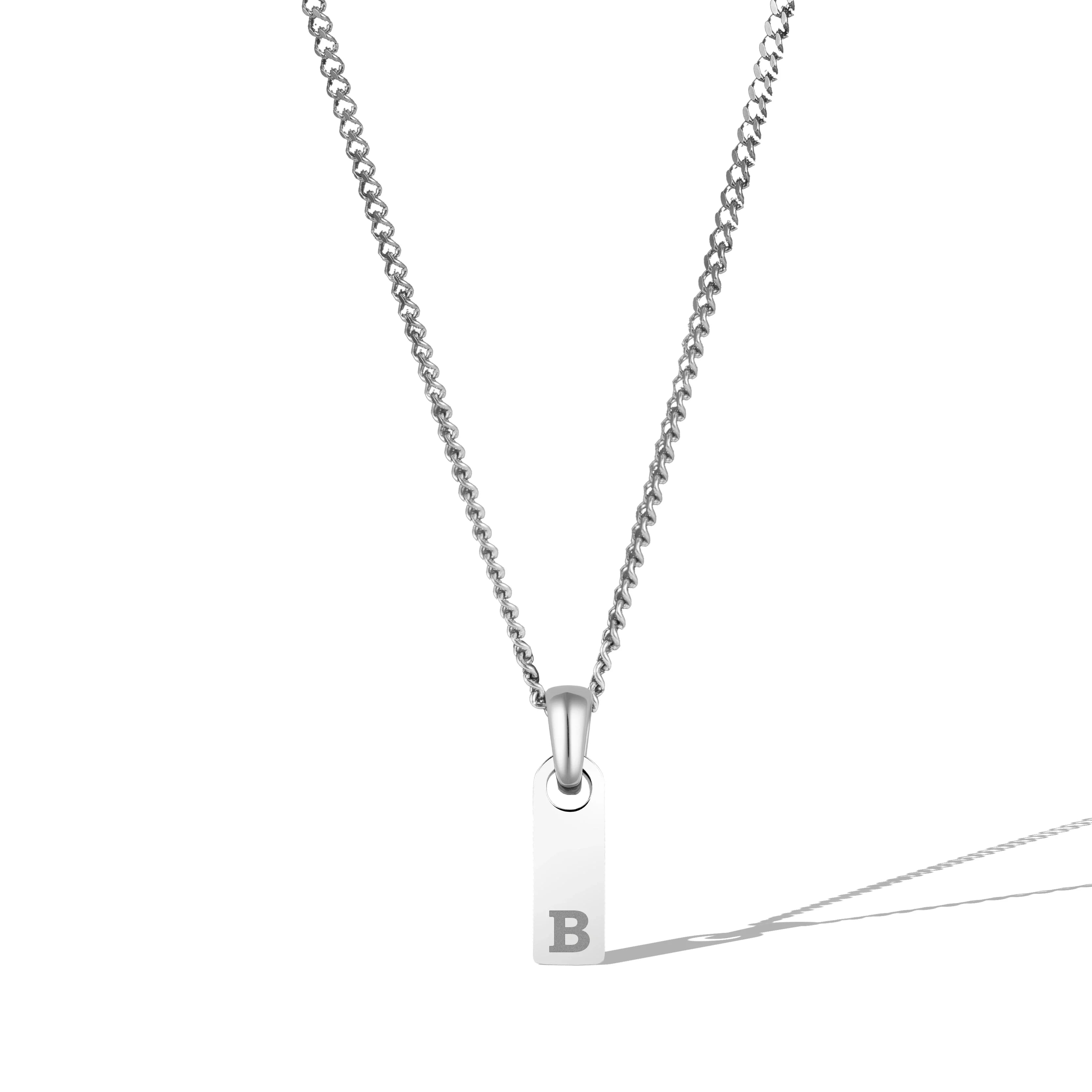Initial Tag Necklace - Silver