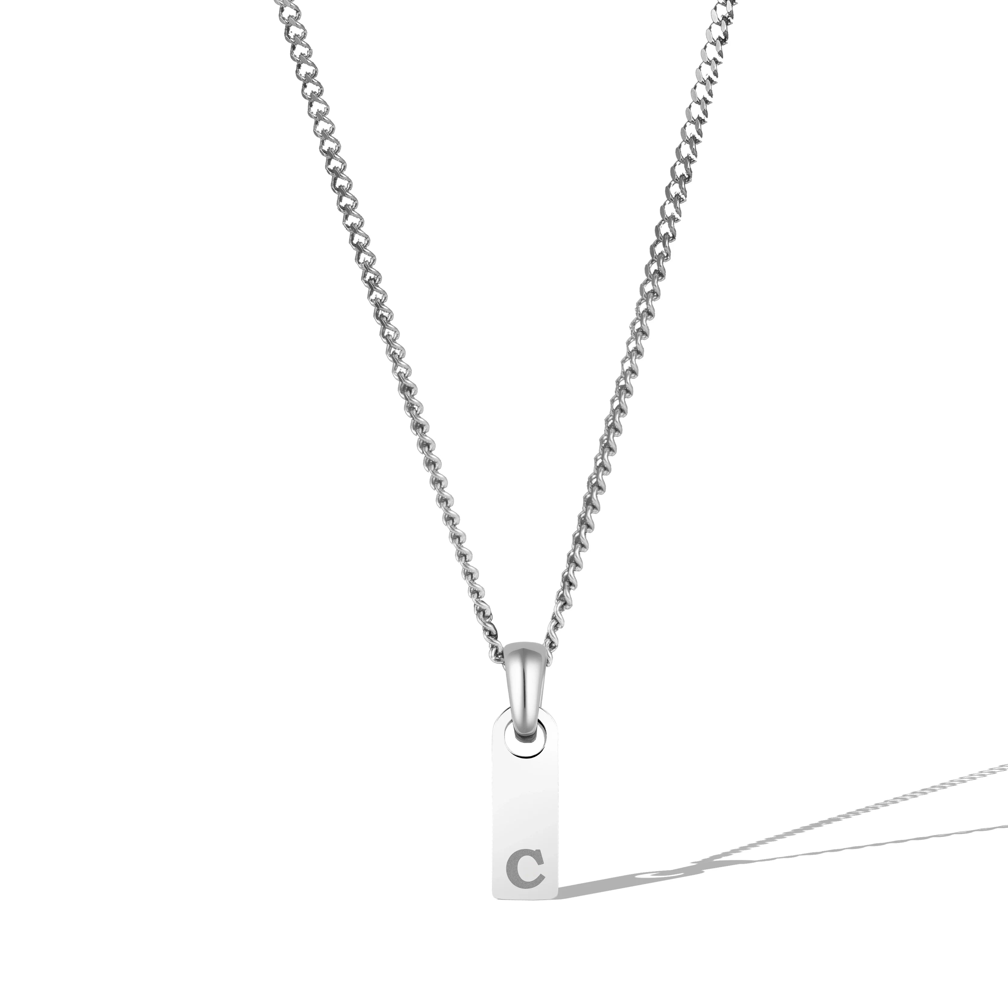 Initial Tag Necklace - Silver
