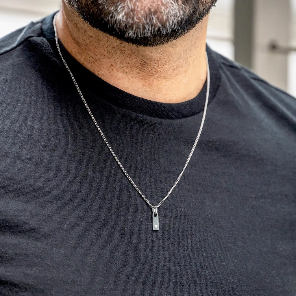Initial Tag Necklace - Silver