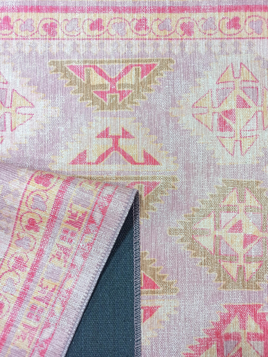 Lilac Purple Pink Herki Vintage Rug