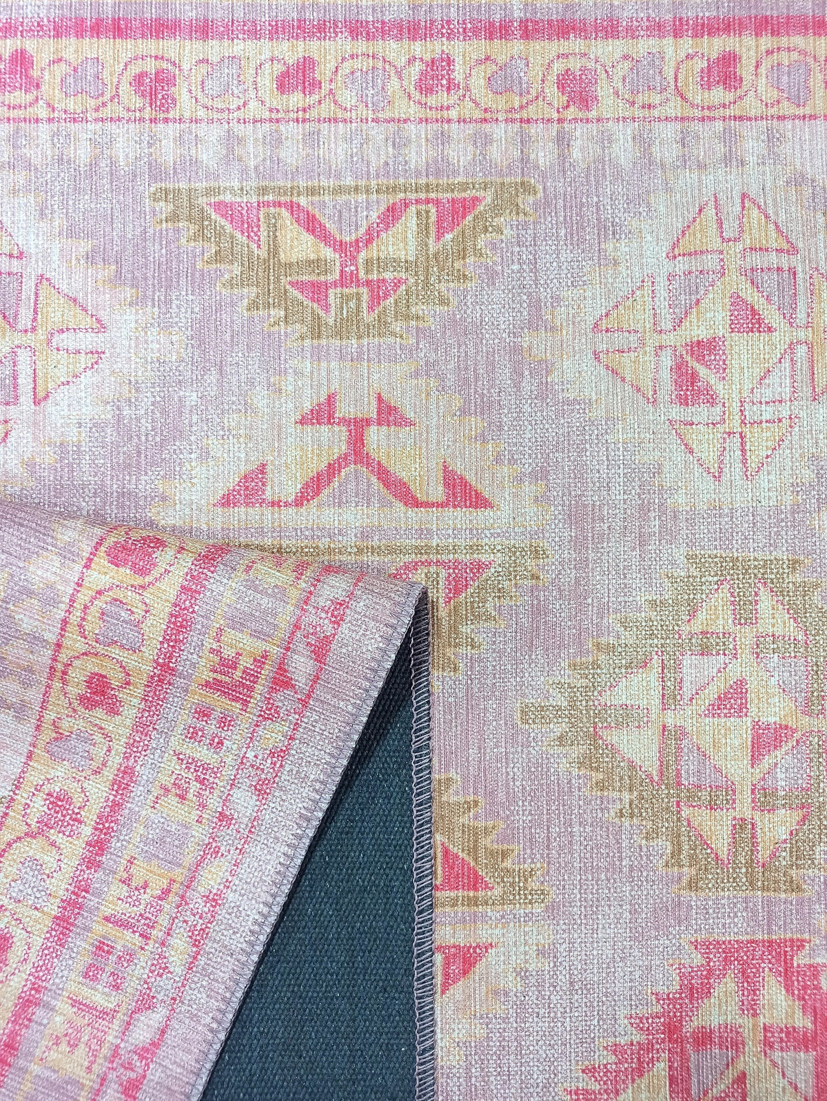 Lilac Purple Pink Herki Vintage Rug