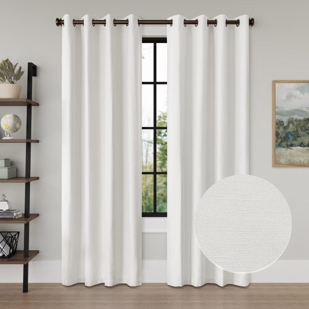 Linen Texture Blackout Grommet Curtain Pair