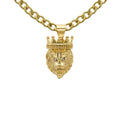 Lion Pendant Set Cubic Zirconia 14K Gold Plated Stainless Steel