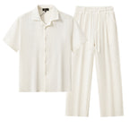 Loft Set – Textured Short Sleeve Shirt & Pant TAUPE
