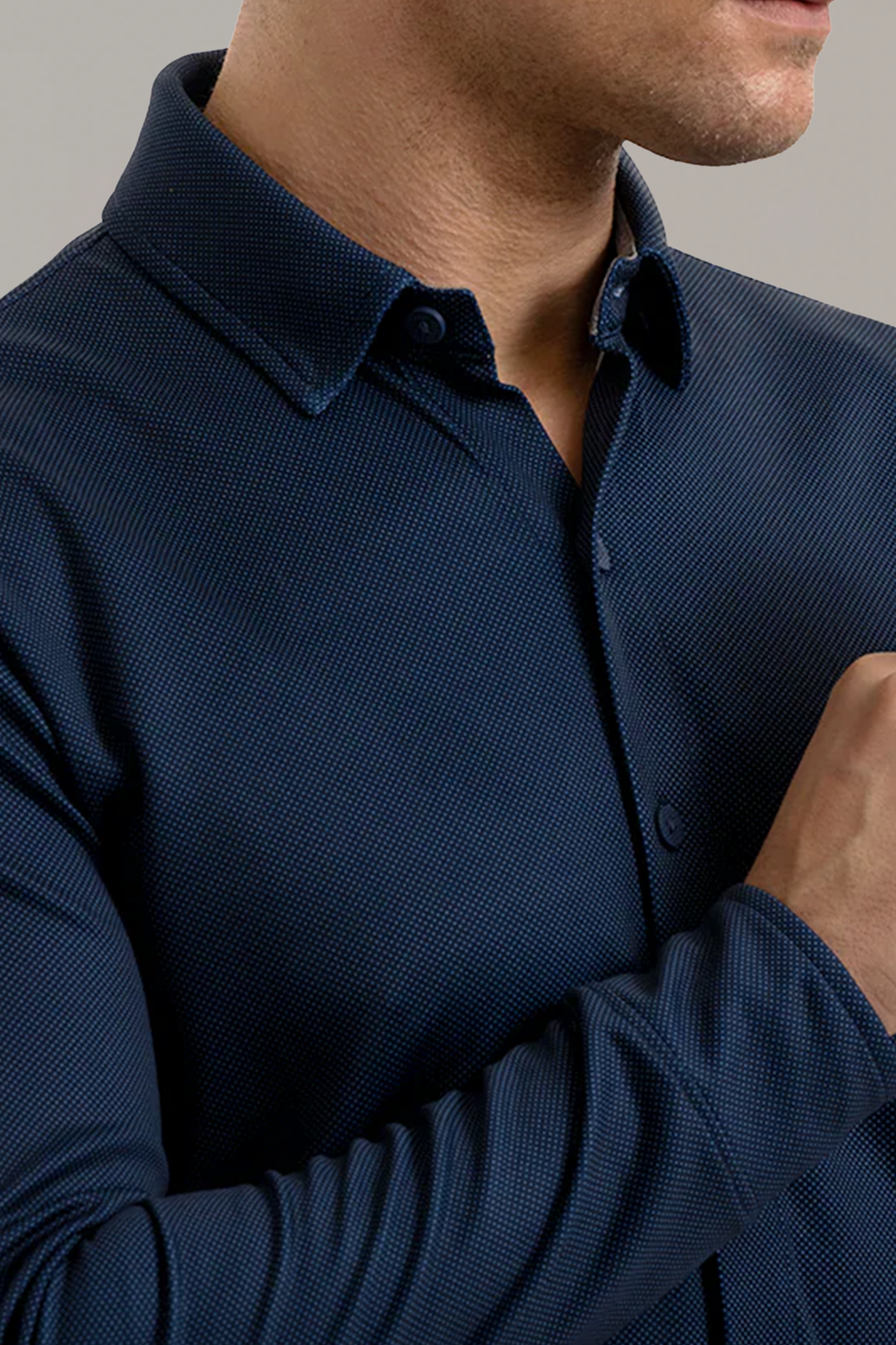 Long Sleeve Button Down Polo Dot // Navy