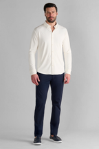 Long Sleeve Button Down Polo Solid // Bone