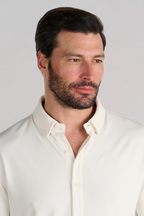 Long Sleeve Button Down Polo Solid // Bone