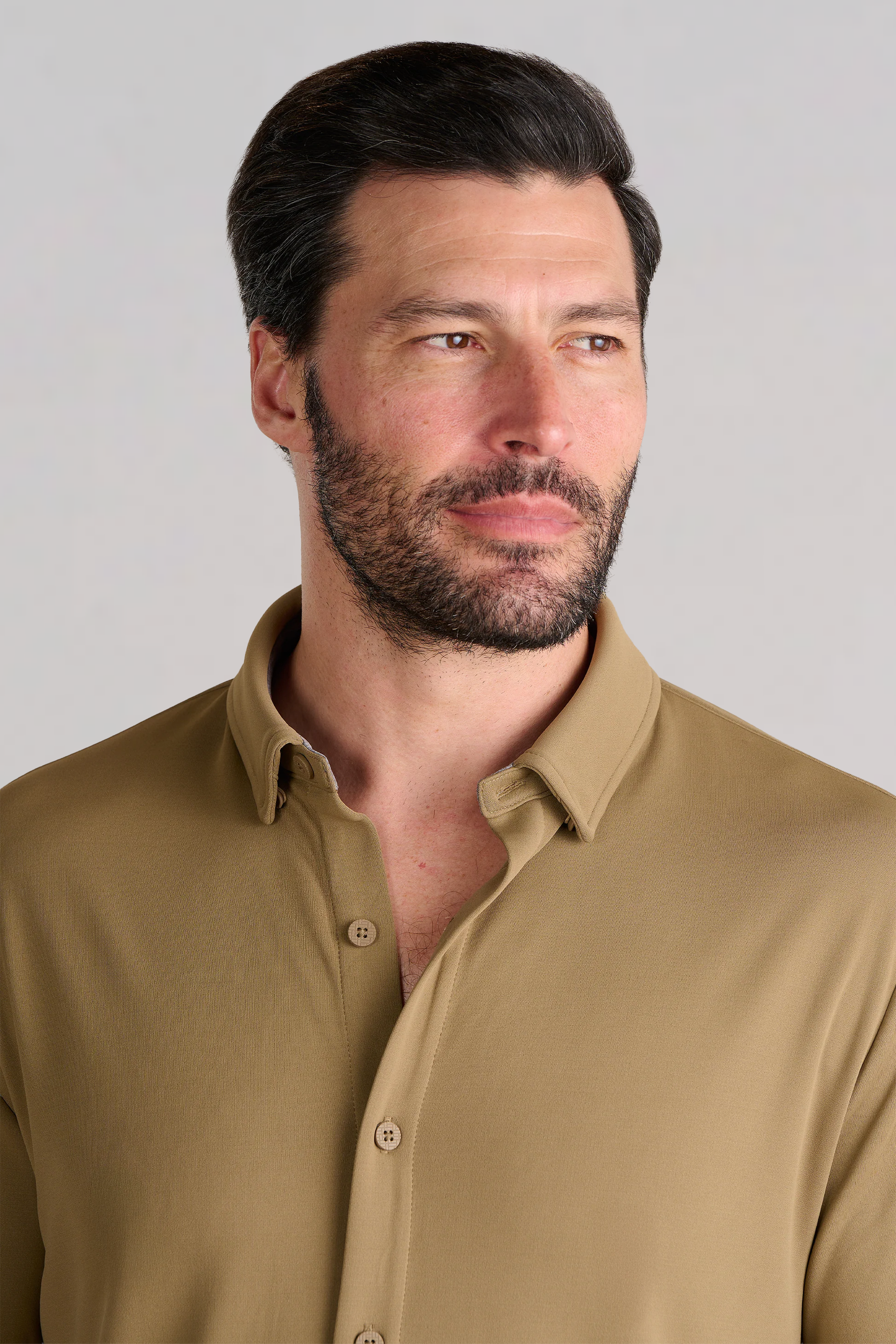 Long Sleeve Button Down Polo Solid // Tobacco