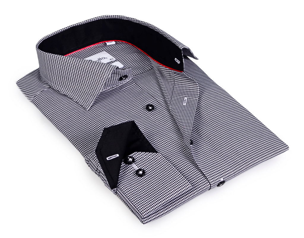 Long Sleeve Shirt with contract trimming // Dual cuffs// contemporary fit- Final Sale