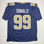 Autographed/Signed Aaron Donald Los Angeles LA Dark Blue Football Jersey JSA COA